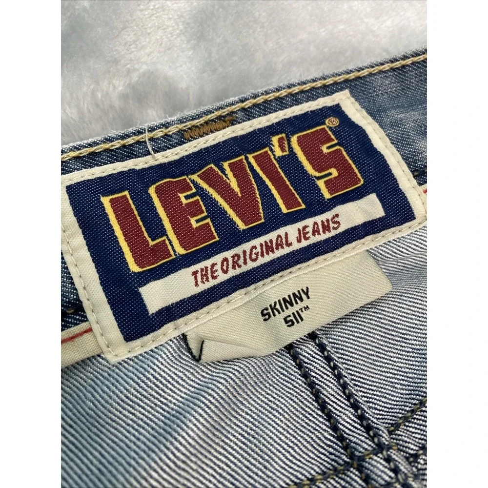 Vintage‎ Y2K Levi's 511 Skinny Jeans Men 32x30 Light Blue Denim Casual Creased
